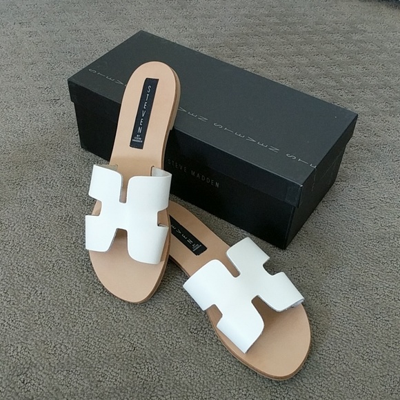 steve madden greece white leather